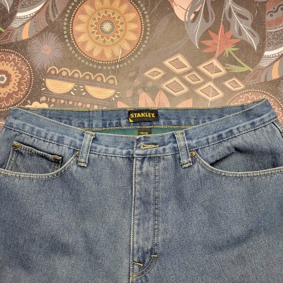 Stanley 36x30 Medium Wash Denim Blue Fleece Lined  Men's Heavy Work Jeans - Picture 9 of 11